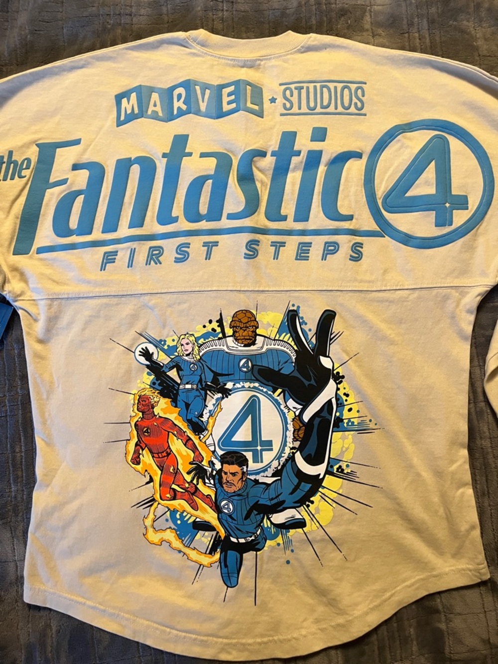 Marvel Cream Long Sleeve Tee with Blue Fantastic Four Graphic